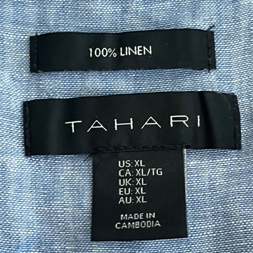 Tahari 100% Linen Tunic Shirt Dress XL Button Down Lagenlook Coastal Nautical - Picture 3 of 10